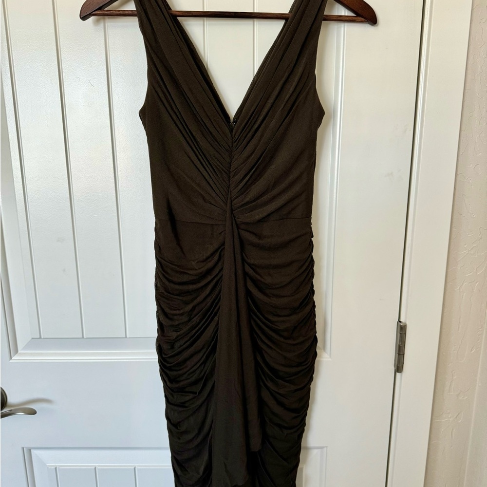 BCBGMaxAzria Dark Brown Ruched Dress